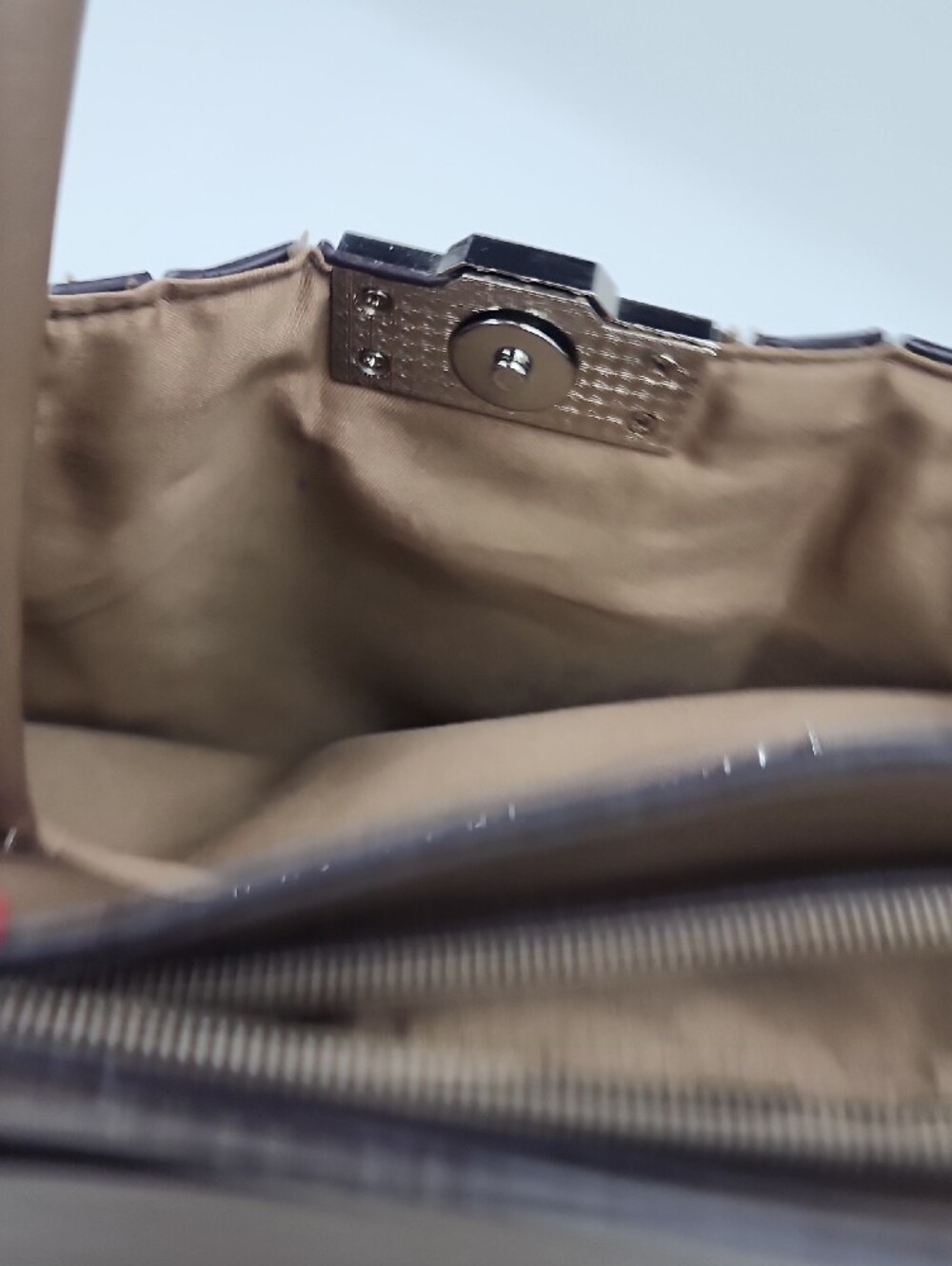Adrienne Vittadini Taupe Croc-Embossed Satchel with Stud Accents - Picture 10 of 10